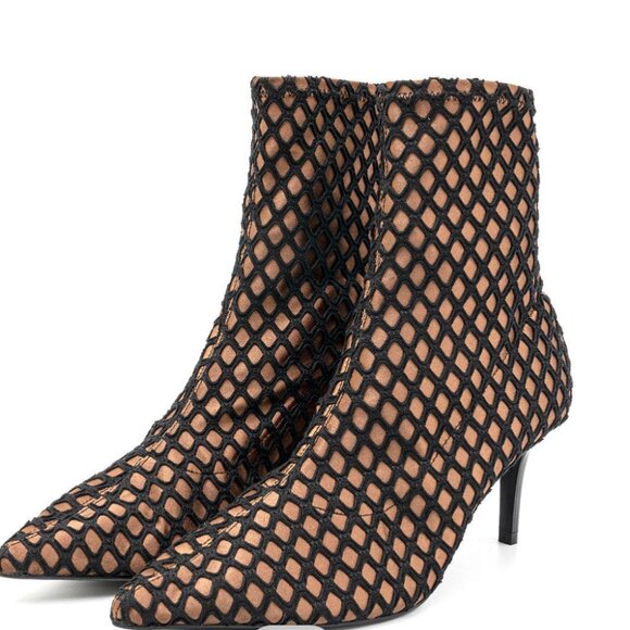 NEW NWT Zara Fishnet Sock-Style Pointed Toe Boots - Size 39/ USA 8 - Picture 3 of 9